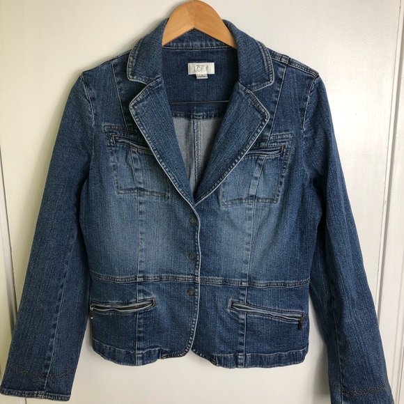 Loft Ann Taylor Denim Jean Jacket Size 12 - Picture 8 of 8